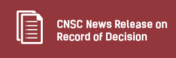 CNSC Release - Record Of Decision