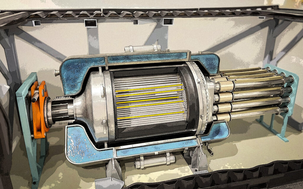 Scale model of the Project Pele transportable microreactor.